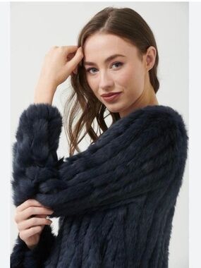 Leifsdottir Anthropologie Rabbit crochet BlackSweater coat size XS
